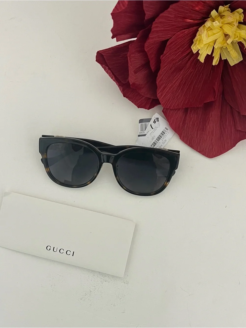 Gucci 56mm Square Sunglasses In Havana Gray New Without Case - Unisex - Reemoly